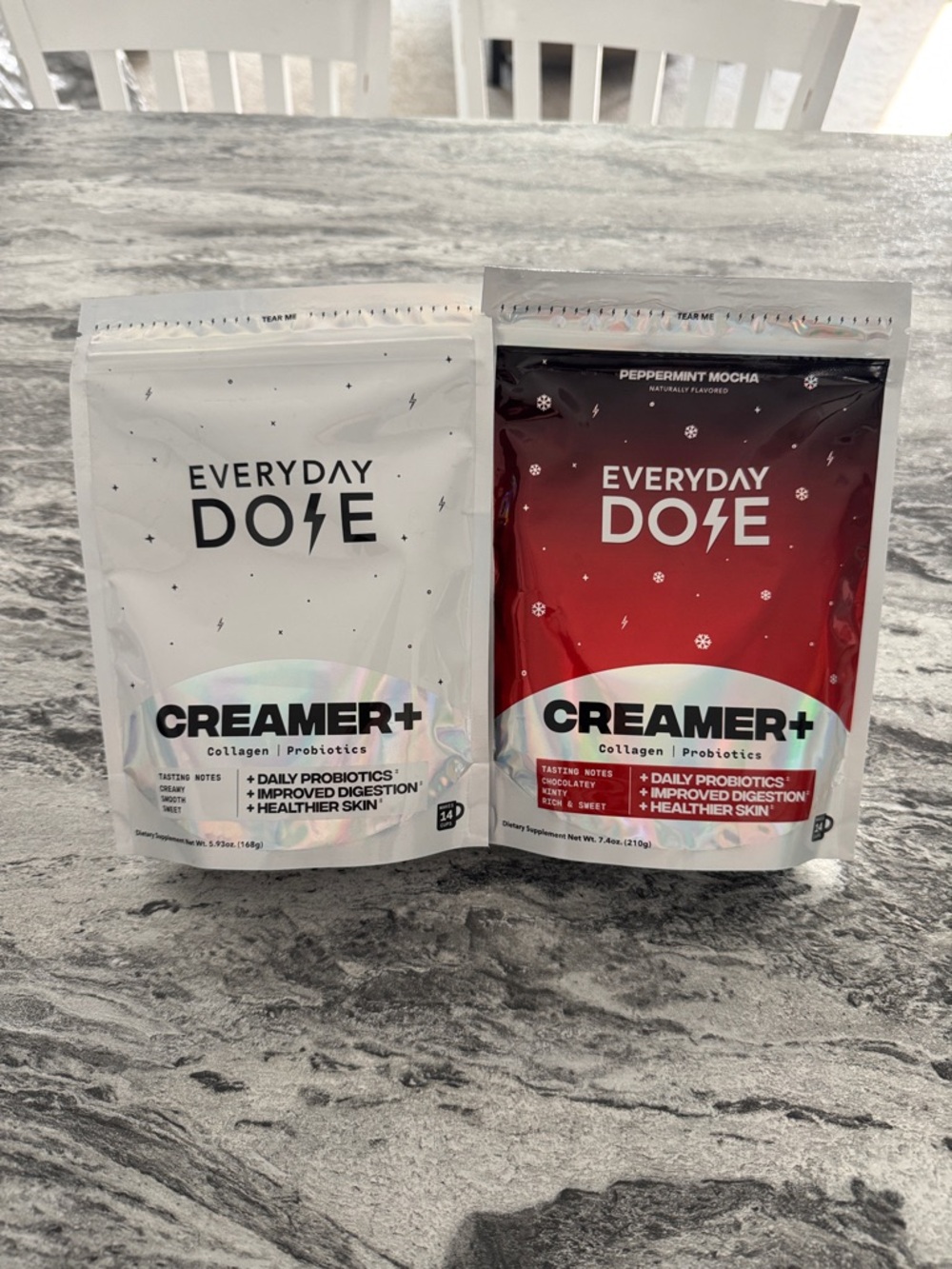 Everyday Dose creamer bundle. Peppermint Mocha 7.4 oz & Original 5.93 oz